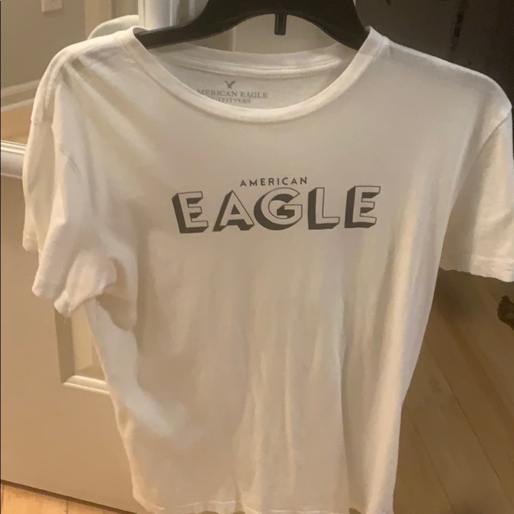 White American Eagle Text Tee